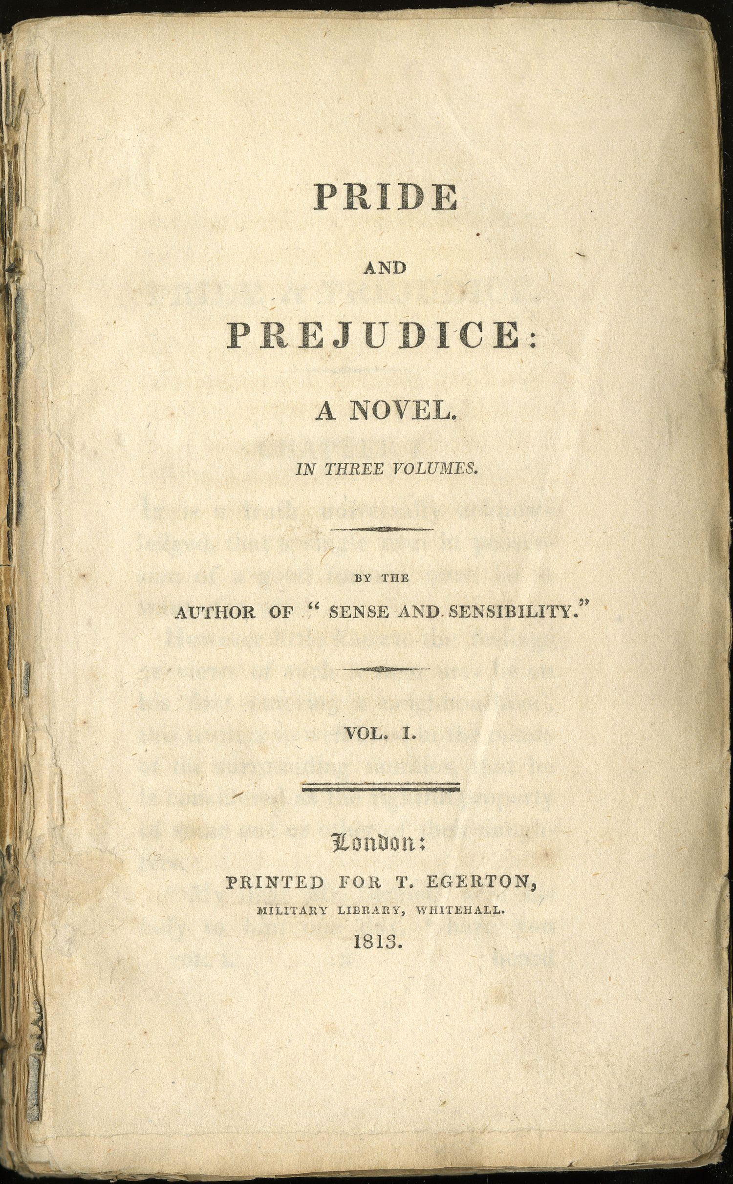 Title page of the first edition of Pride and Prejudice, 1813