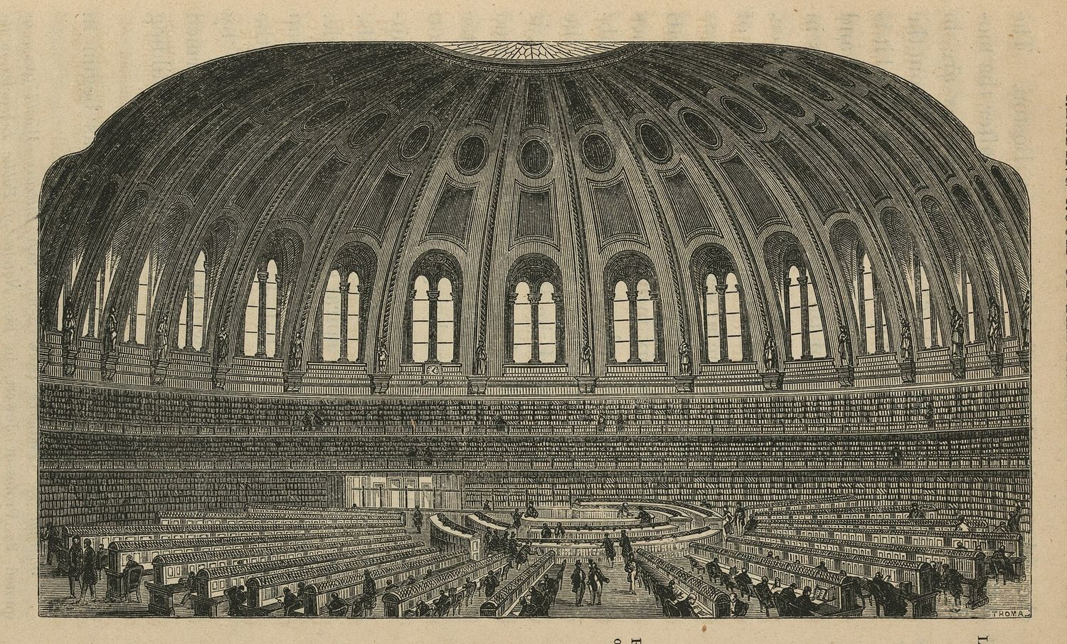 The domed reading room of the British Museum, engraving, 1859